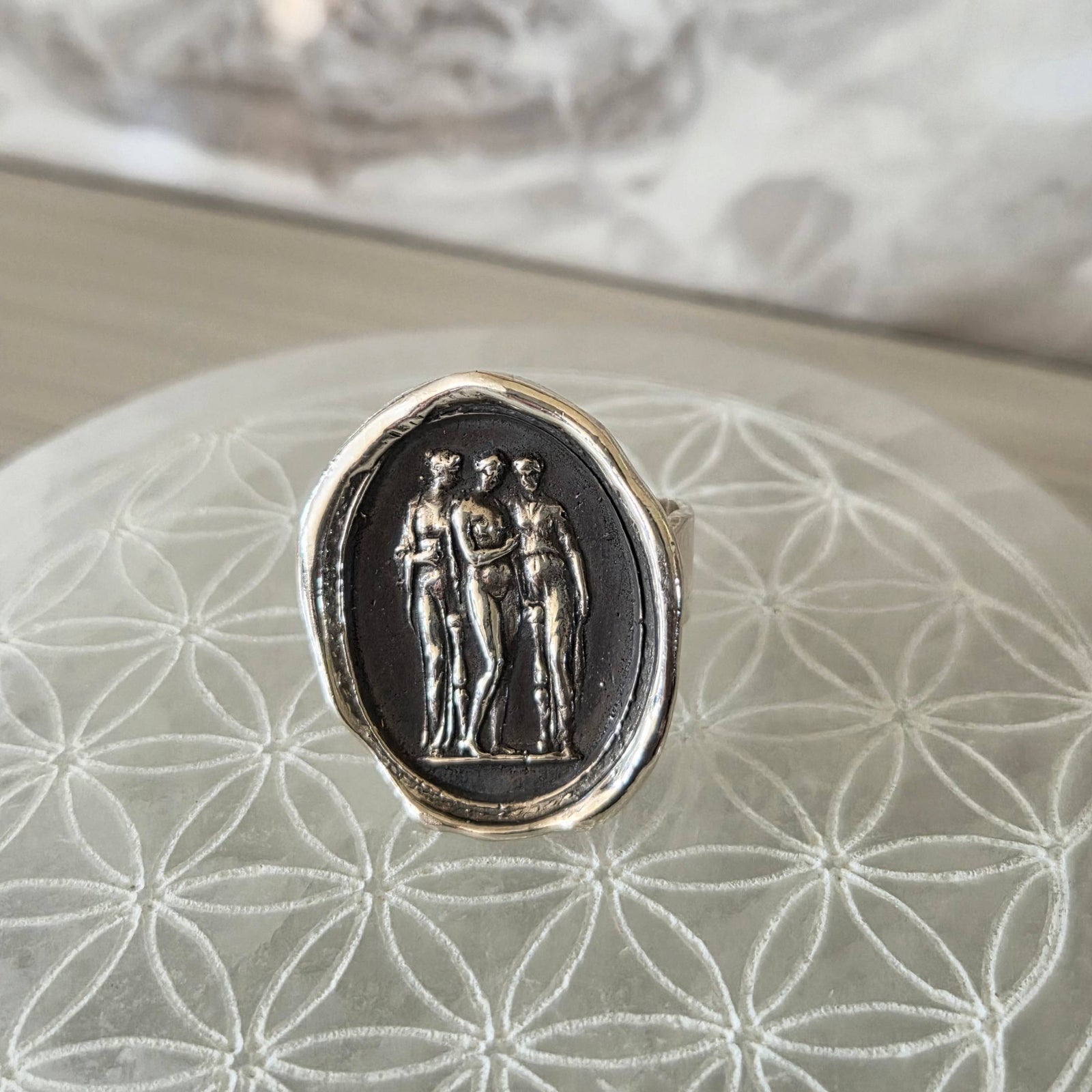 Three Graces Seal Ring, Sterling Silver, Size 6.25