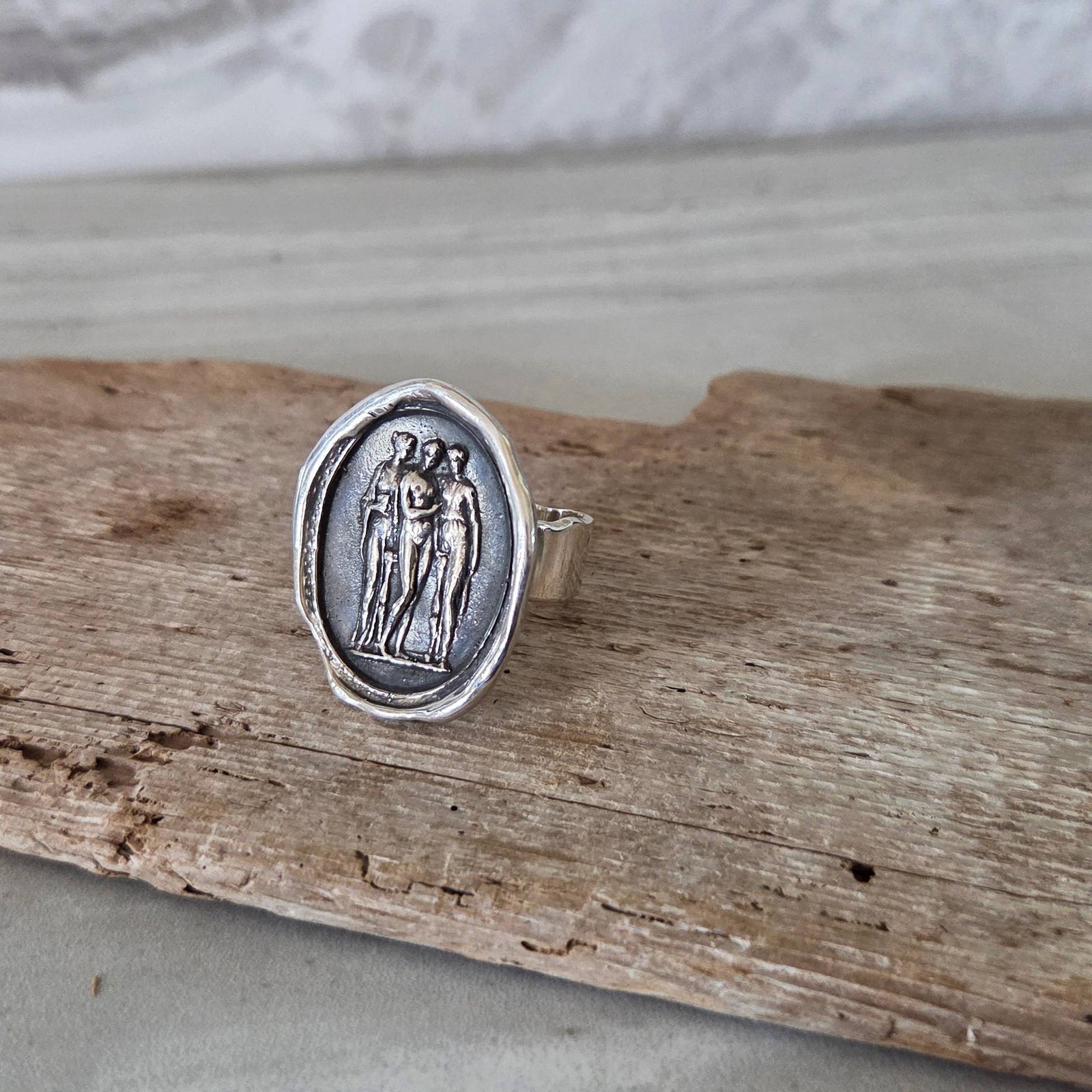 Three Graces Seal Ring, Sterling Silver, Size 6.25