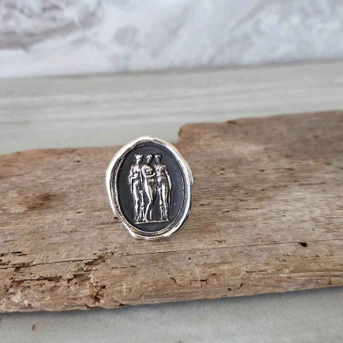 Three Graces Seal Ring, Sterling Silver, Size 6.25