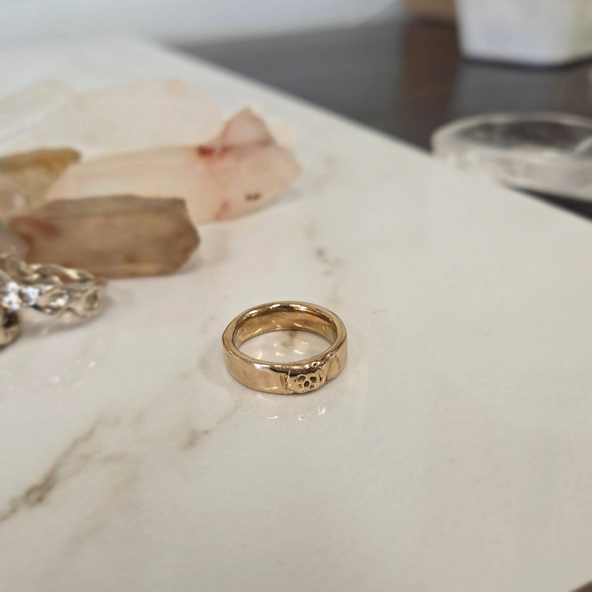 Mini Skull Band, Bronze, Size 7.25