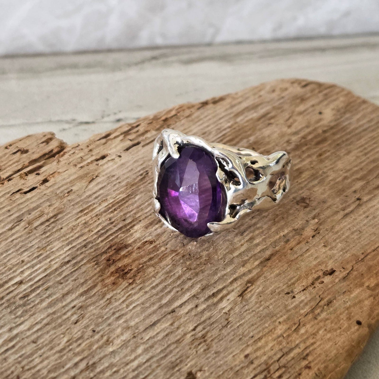 Fairytale Ring with Amethyst, Sterling Silver, Size 7.25