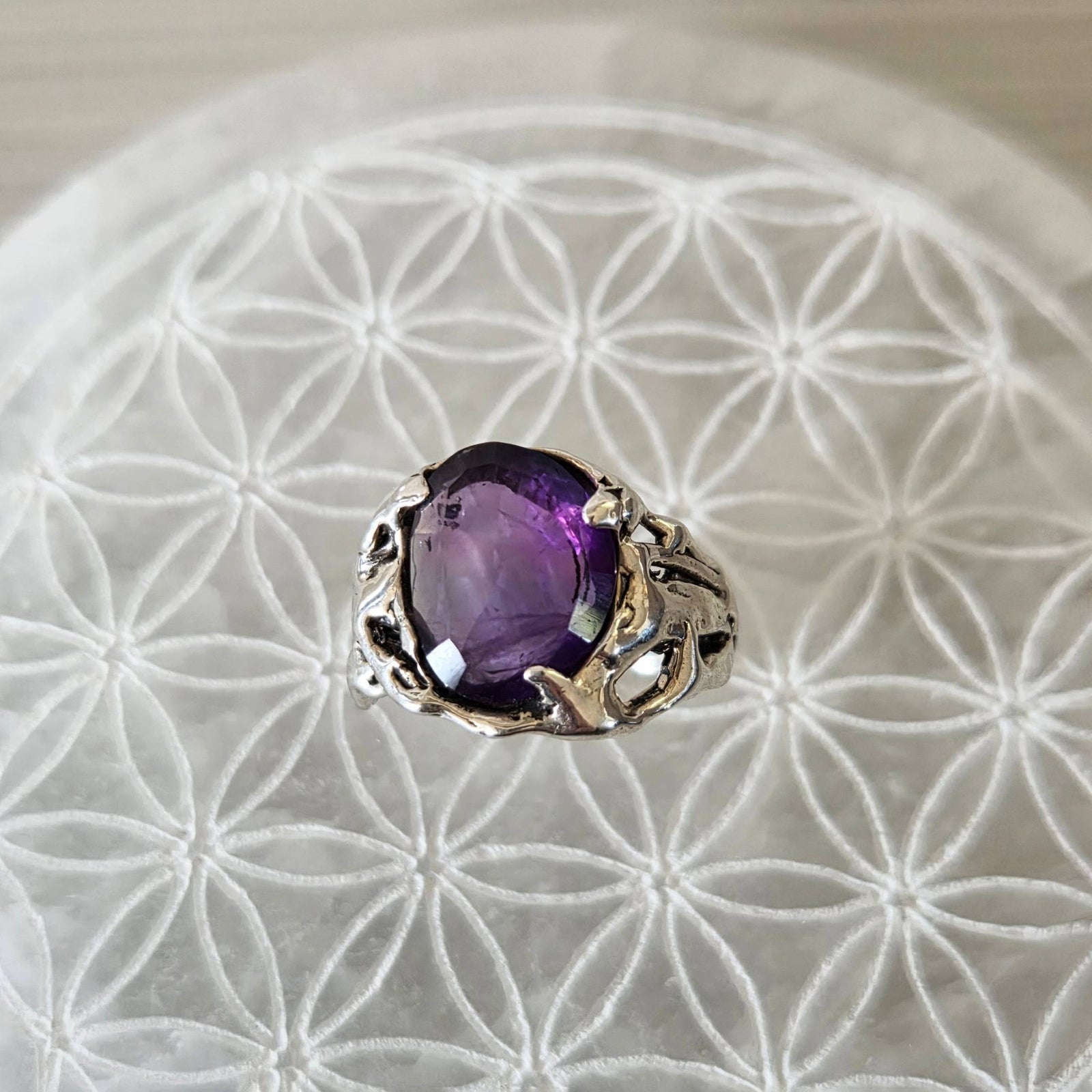 Fairytale Ring with Amethyst, Sterling Silver, Size 7.25