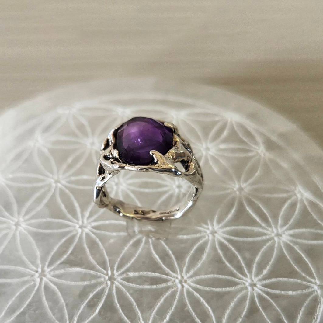 Fairytale Ring with Amethyst, Sterling Silver, Size 7.25