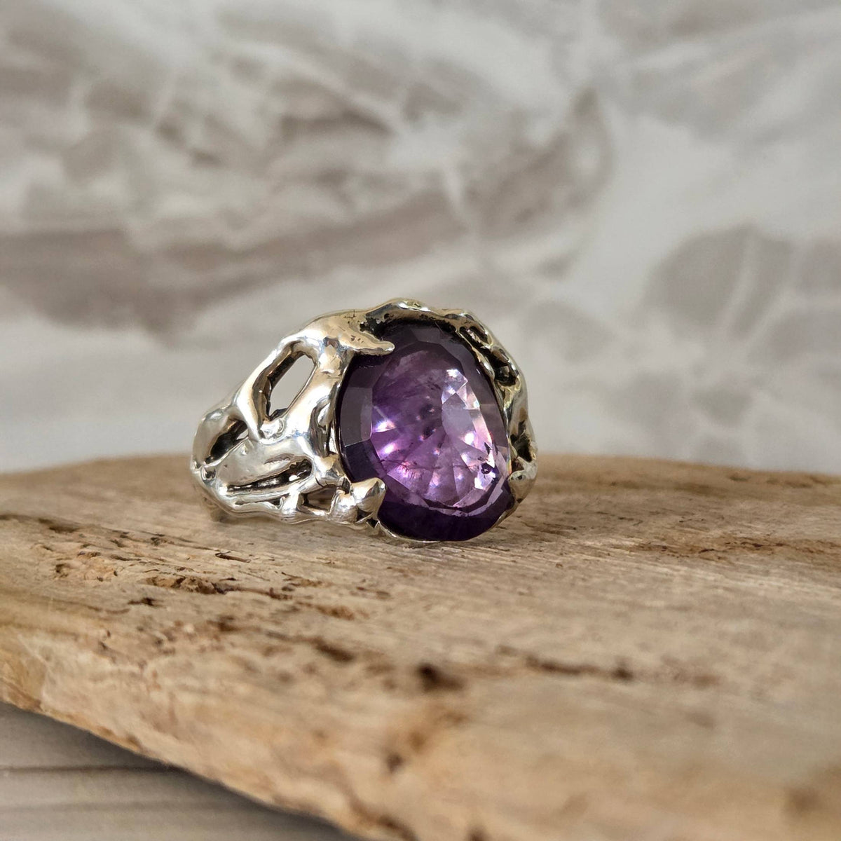 Fairytale Ring with Amethyst, Sterling Silver, Size 7.25
