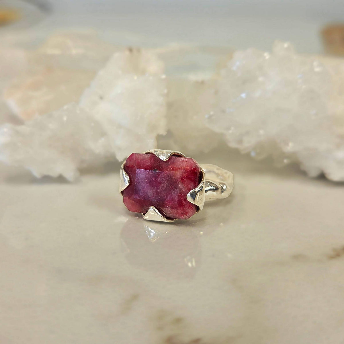 Fairytale Ring with Ruby, Sterling Silver, Size 8