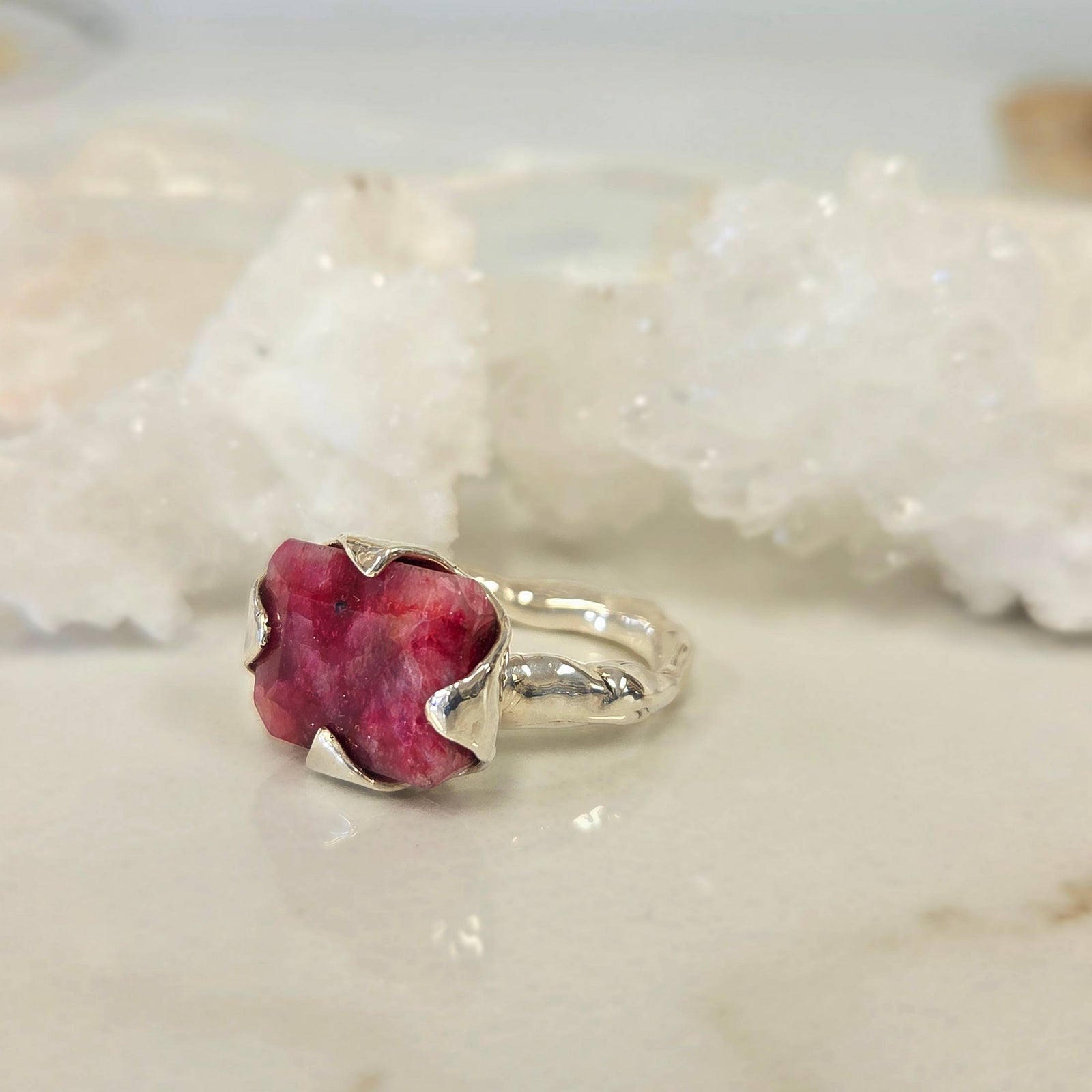 Fairytale Ring with Ruby, Sterling Silver, Size 8