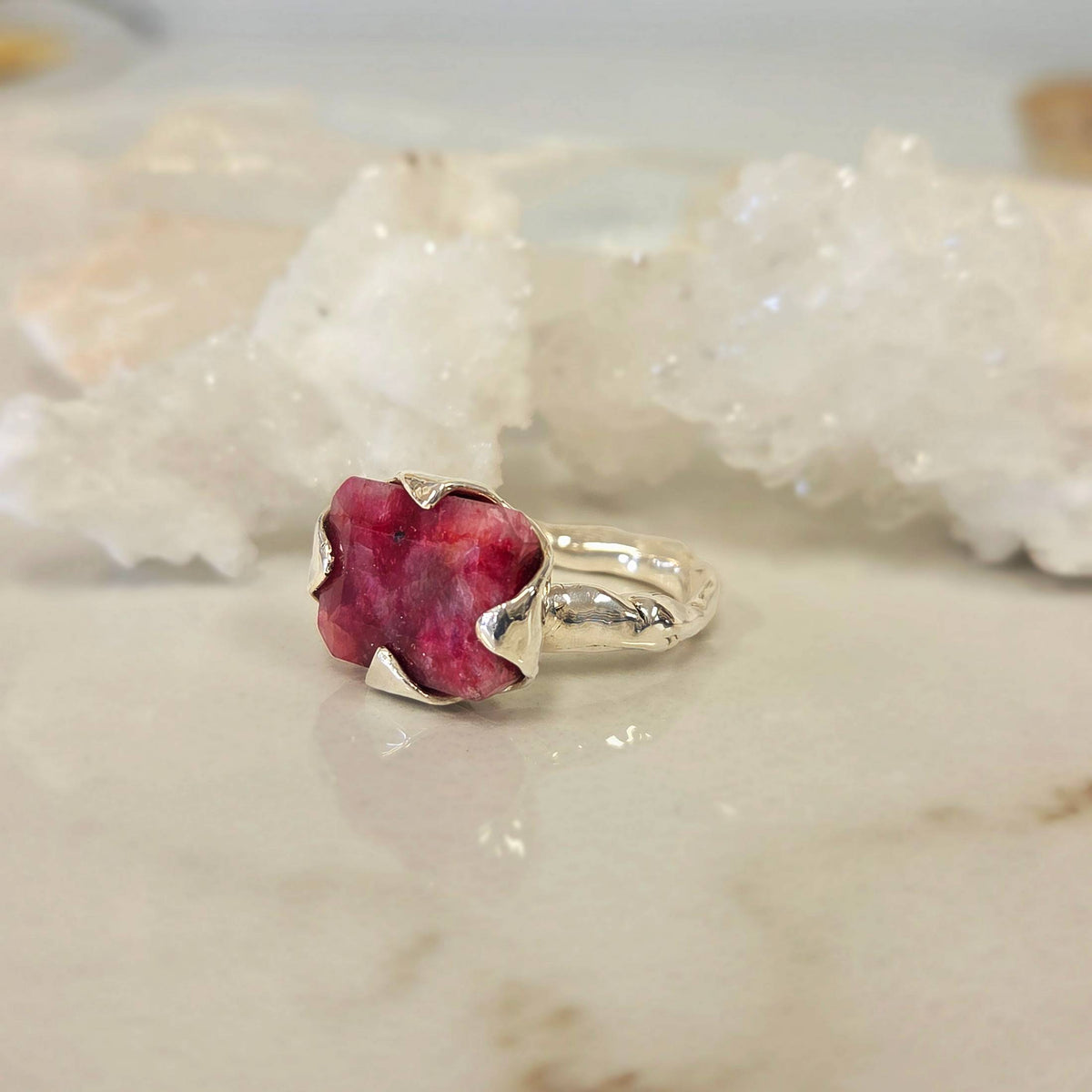 Fairytale Ring with Ruby, Sterling Silver, Size 8