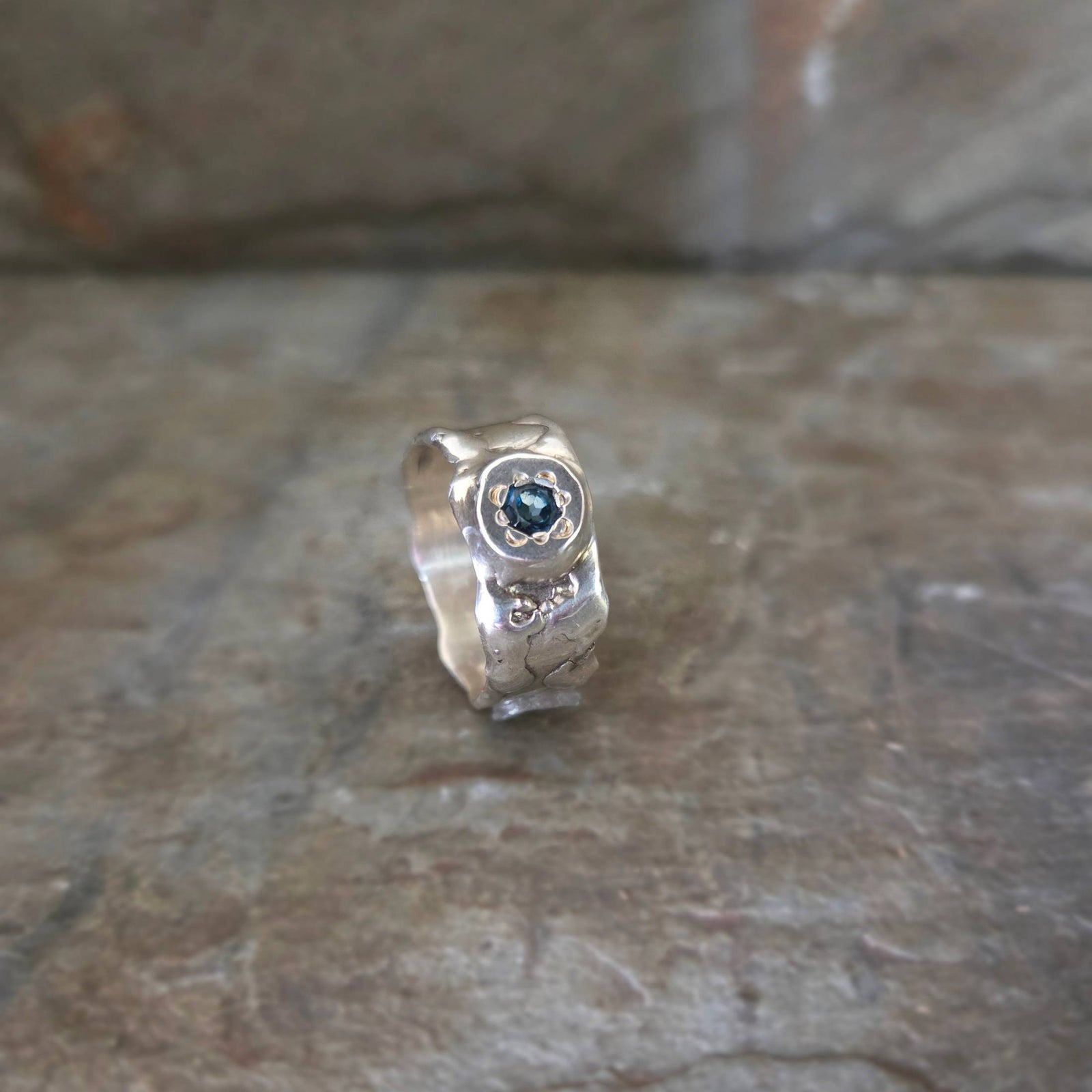 Fairytale Ring with London Blue Topaz, Sterling Silver, Size 8.5