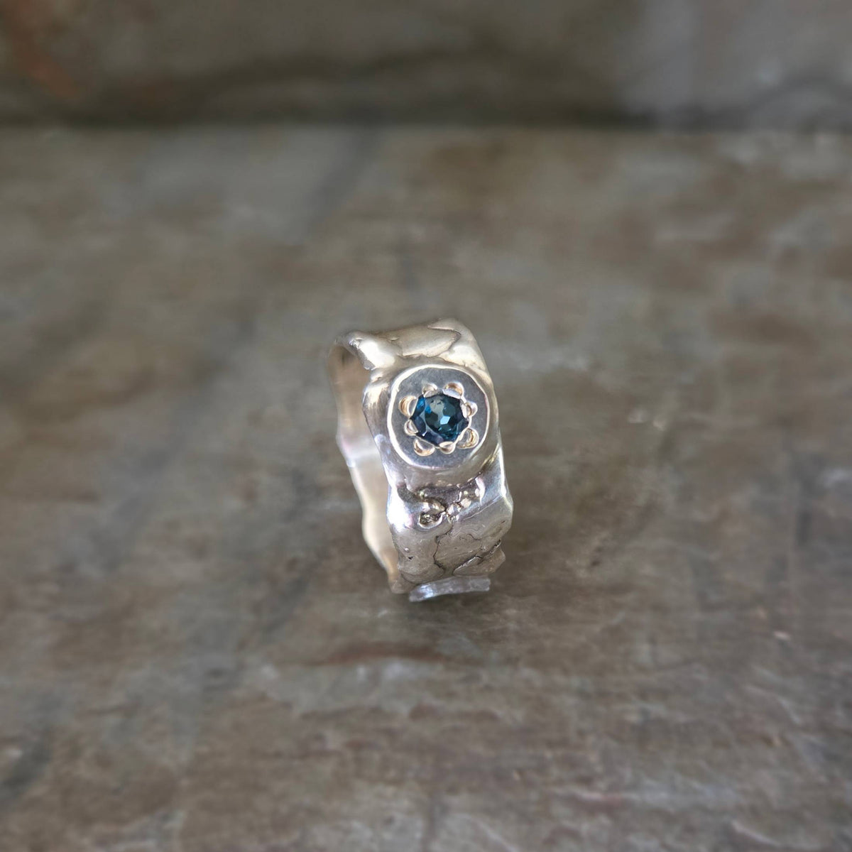 Fairytale Ring with London Blue Topaz, Sterling Silver, Size 8.5
