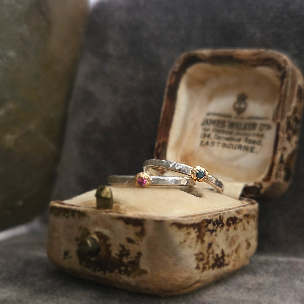 Tourmaline Stacking Pair, Sterling Silver, Size 6.5