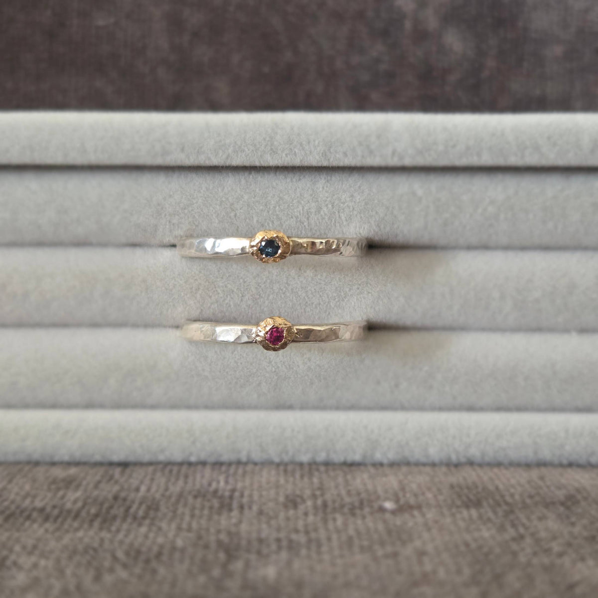 Tourmaline Stacking Pair, Sterling Silver, Size 6.5