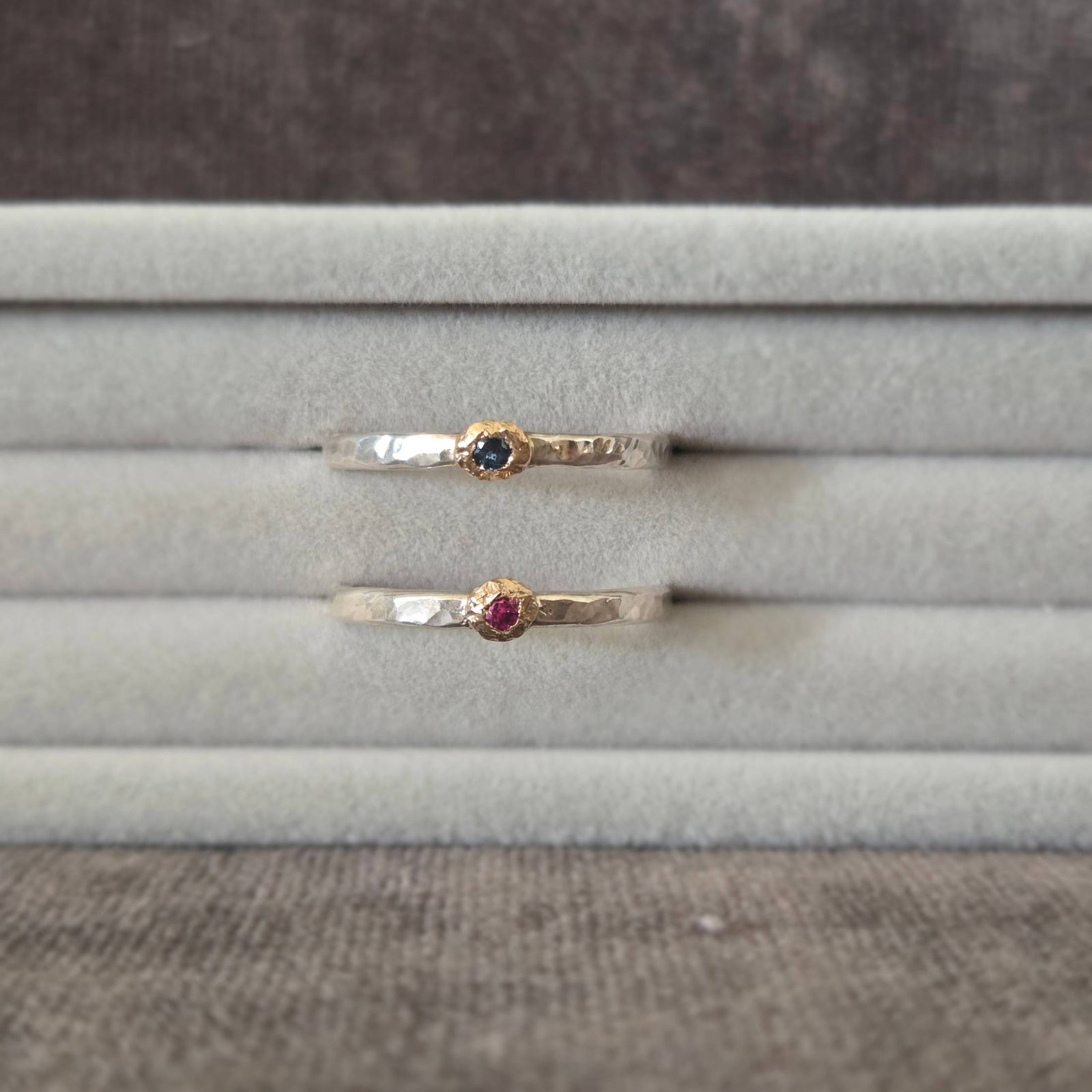 Tourmaline Stacking Pair, Sterling Silver, Size 6.5