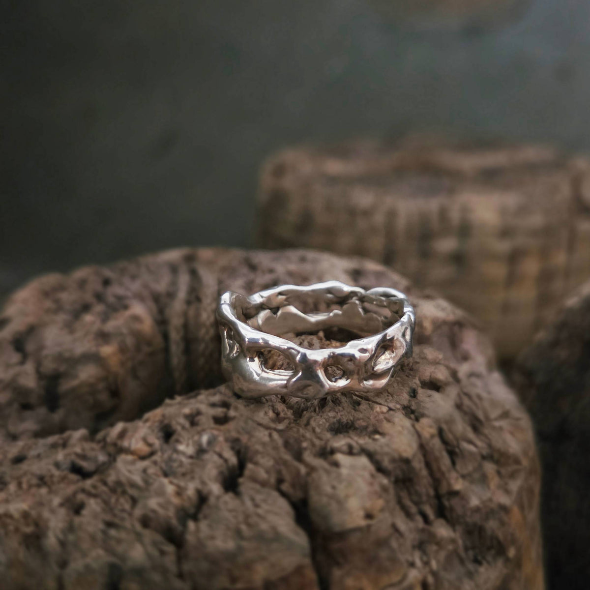 Water Foam Ring, Sterling Silver, Size 8.5