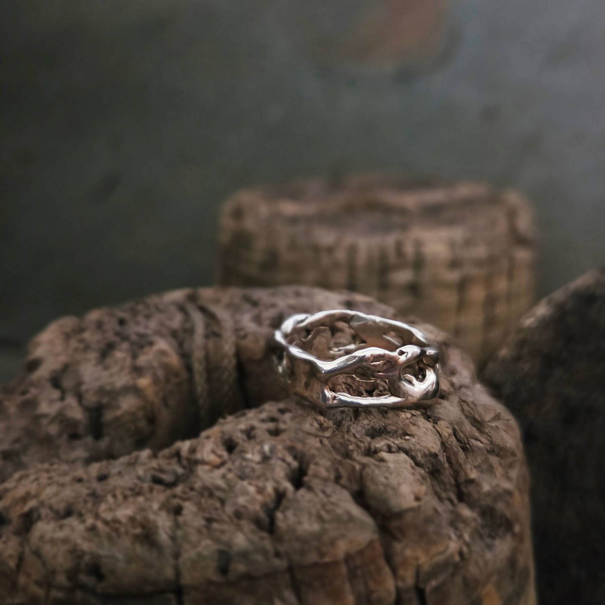 Water Foam Ring, Sterling Silver, Size 8.5