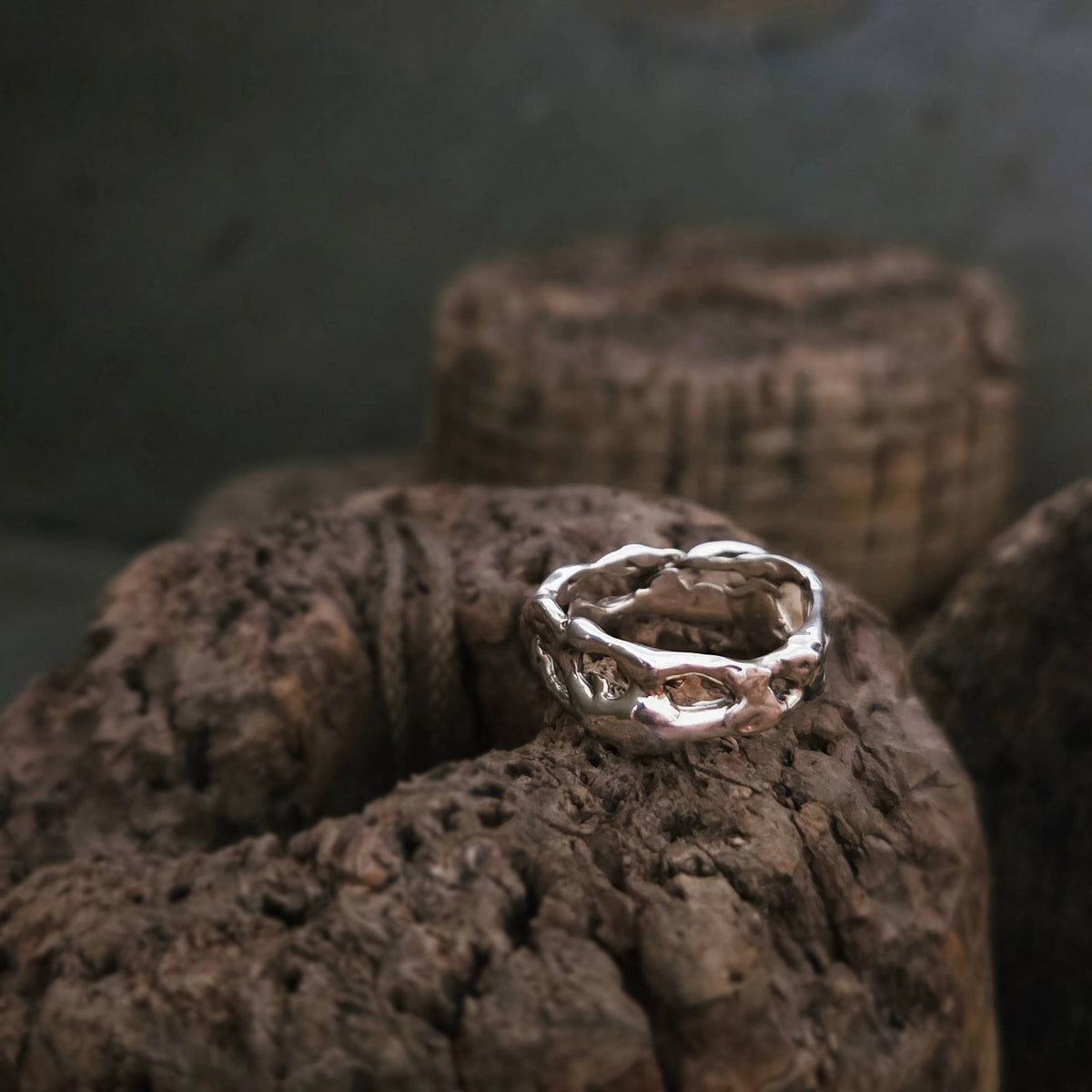 Water Foam Ring, Sterling Silver, Size 8.5