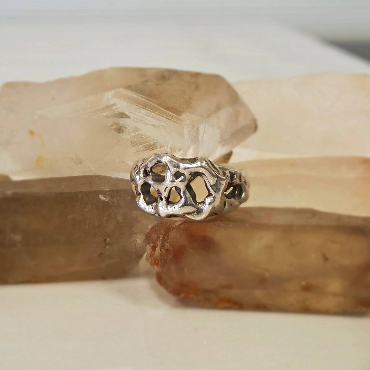 Water Foam Ring, Sterling Silver, Size 7.5