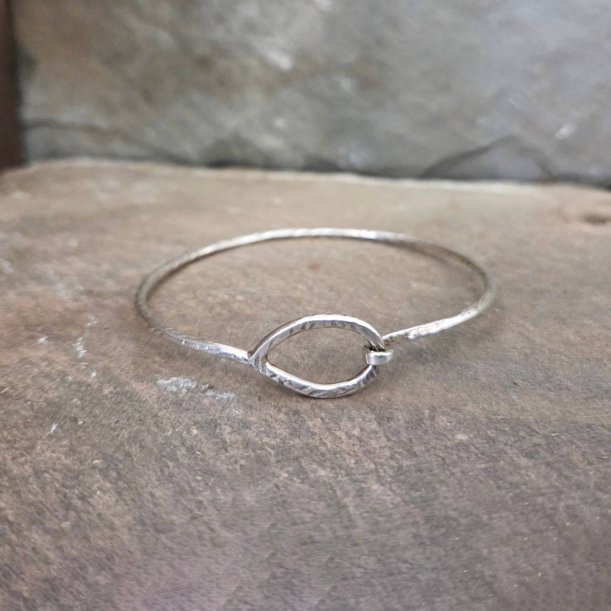 Textured Bracelet with Tension Clasp, Sterling Silver