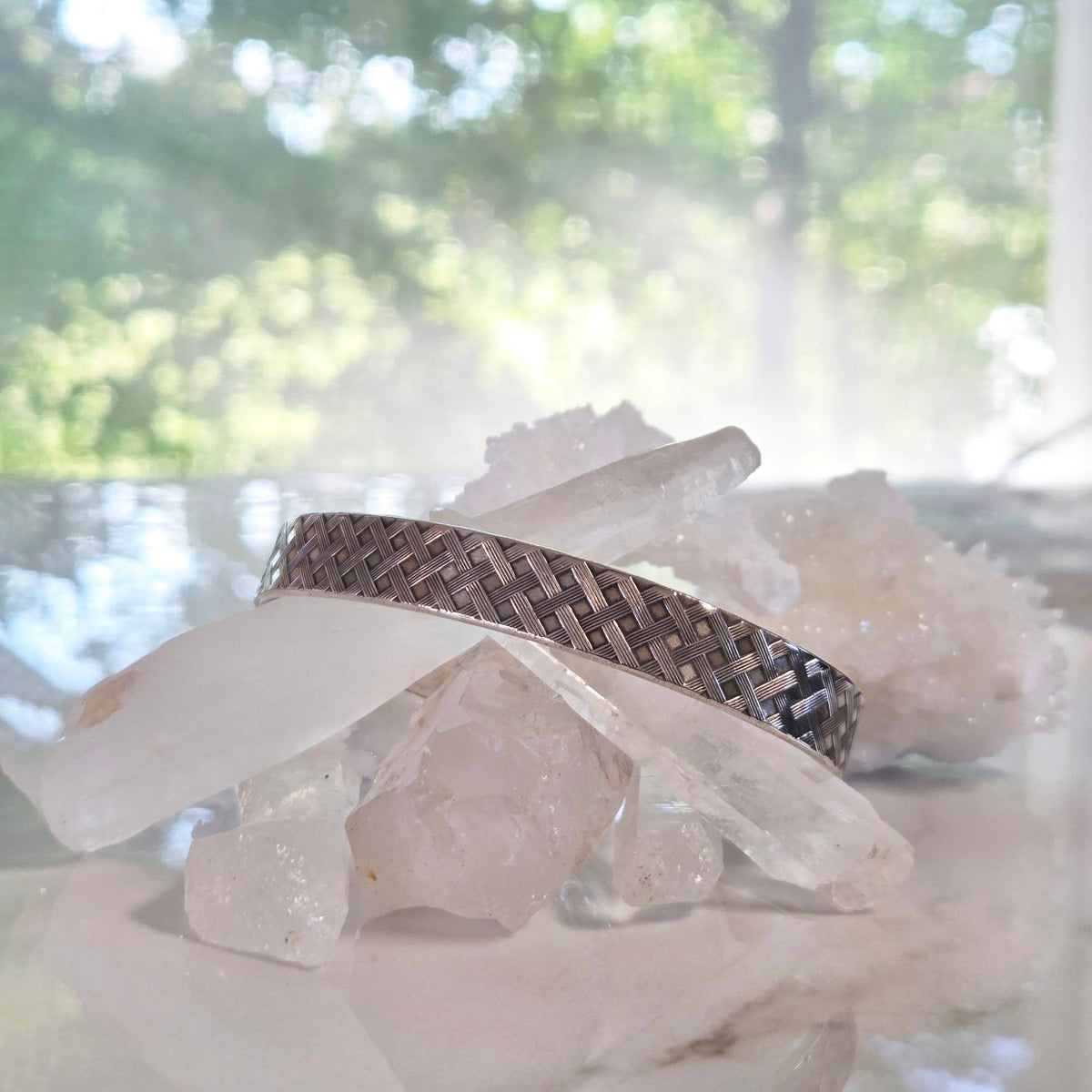 Basket Weave Cuff Bracelet, Sterling Silver