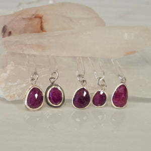 Ruby pendant in hand-fabricated sterling setting