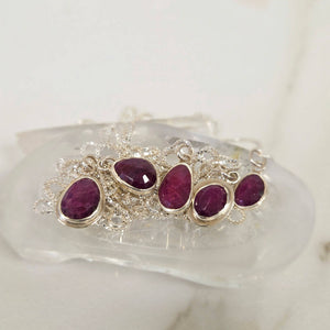 Ruby pendant in hand-fabricated sterling setting