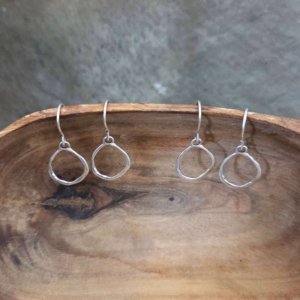 Hand-fabricated silver dangle earrings