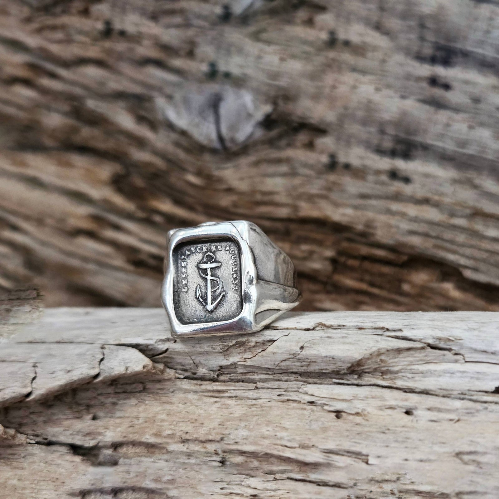 Hope Anchor Signet Ring, Sterling Silver, Size 9.5