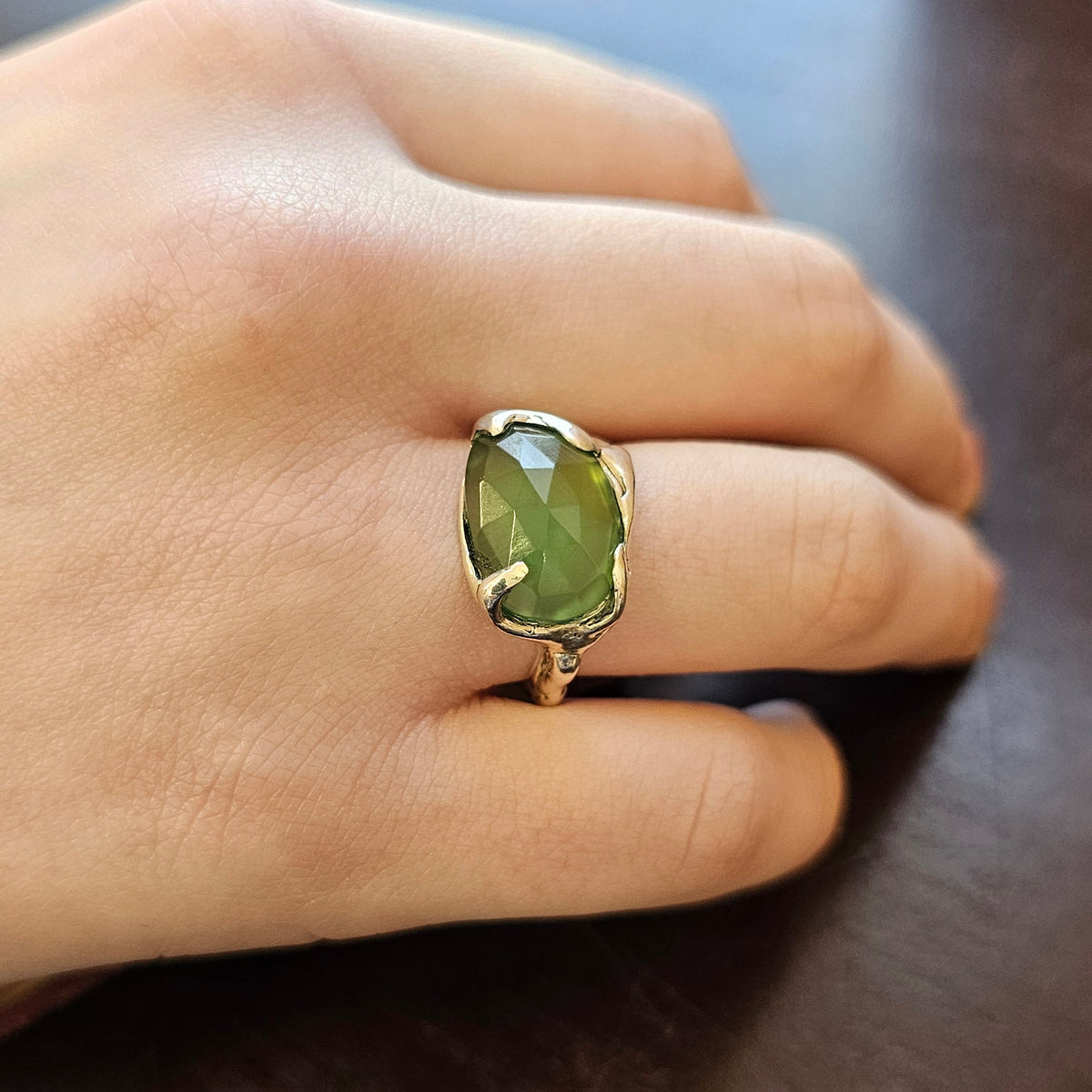 Fairytale Ring with Serpentine, Sterling Silver, Size 6.5
