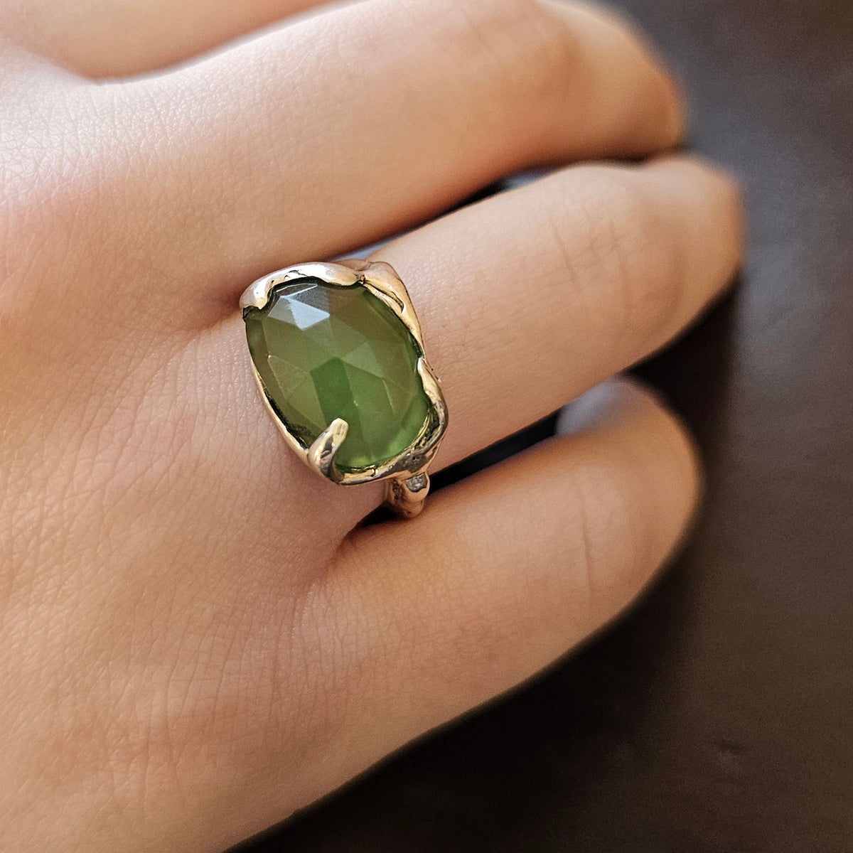 Fairytale Ring with Serpentine, Sterling Silver, Size 6.5