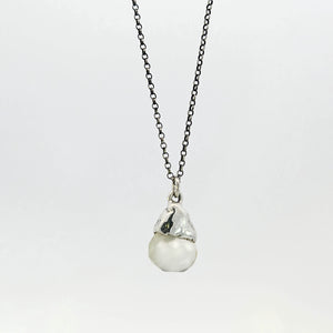 Grey chalcedony pendant with sterling silver cap