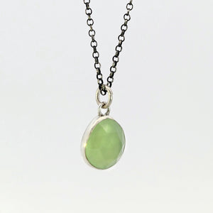 Green chalcedony pendant in sterling silver bezel