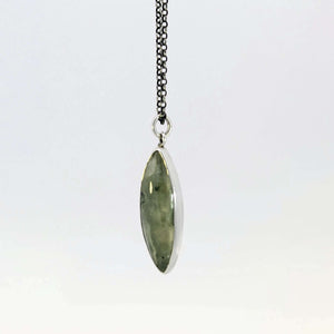Marquise prehnite pendant in sterling silver bezel