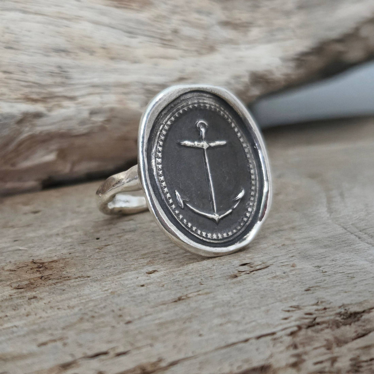 Mariner’s Cross Seal Ring, Sterling Silver, Size 8.5