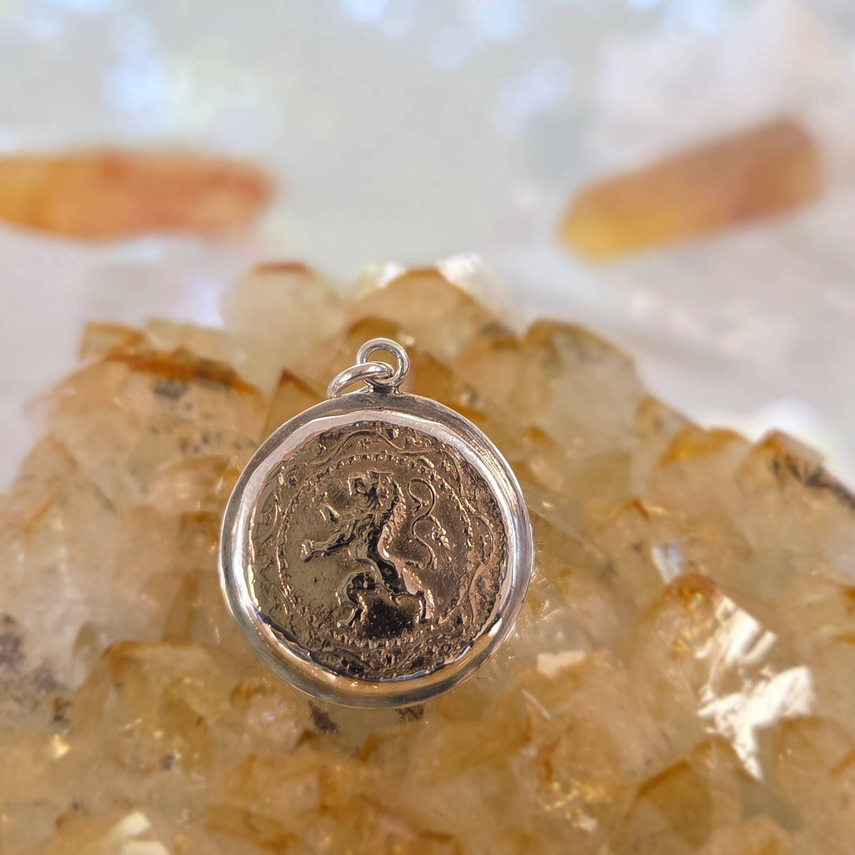 Belgian coin impression pendant in sterling silver