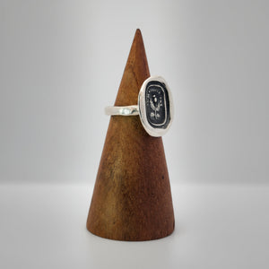 “Do Not Forget Me” Thistle Seal Ring, Sterling Silver, Size 6