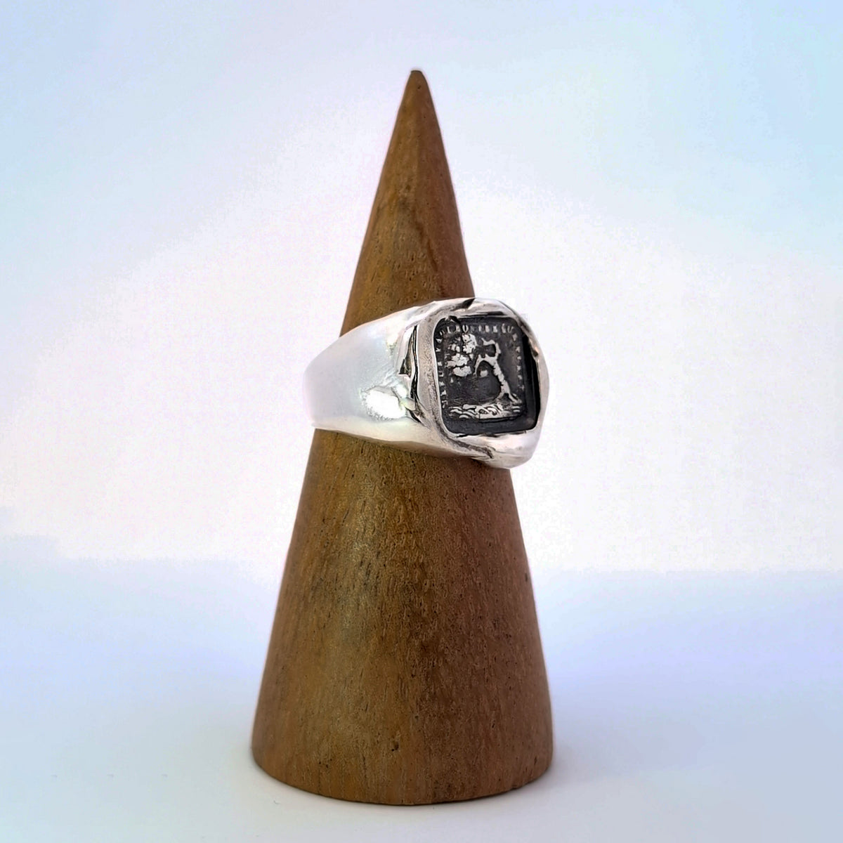“Bend, Don’t Break” Signet Ring, Sterling Silver, Size 8.25