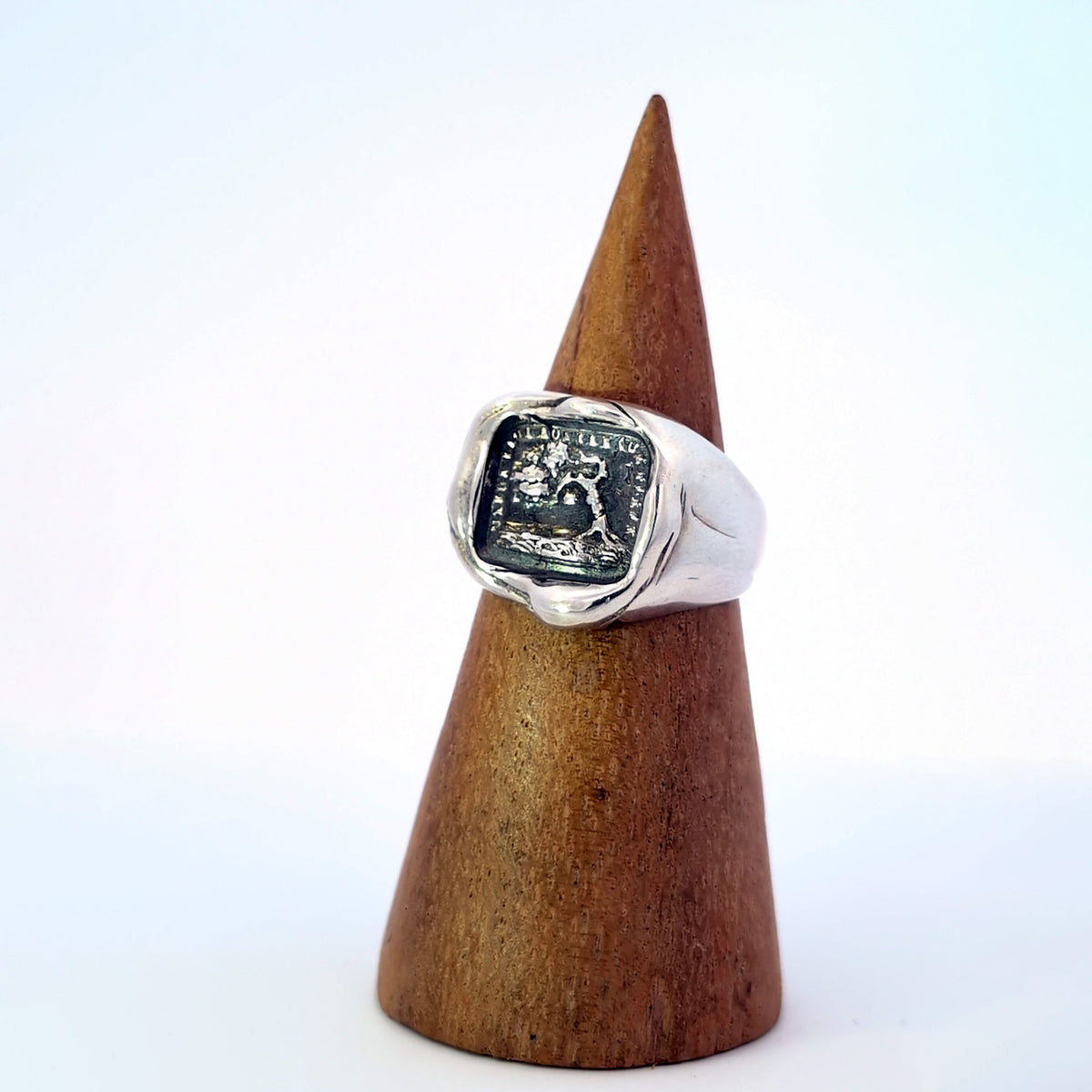 “Bend, Don’t Break” Signet Ring, Sterling Silver, Size 8.25