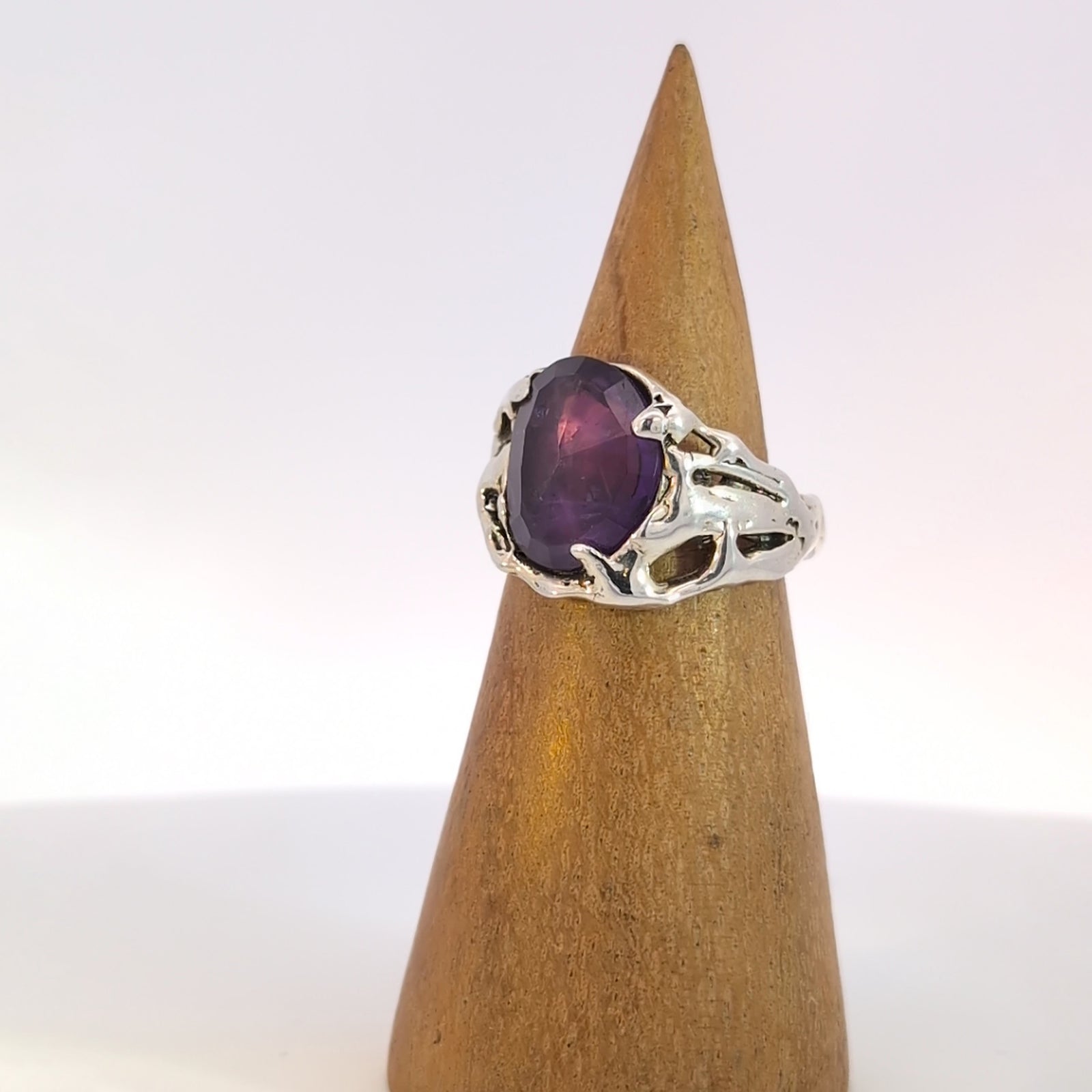 Fairytale Ring with Amethyst, Sterling Silver, Size 7.25
