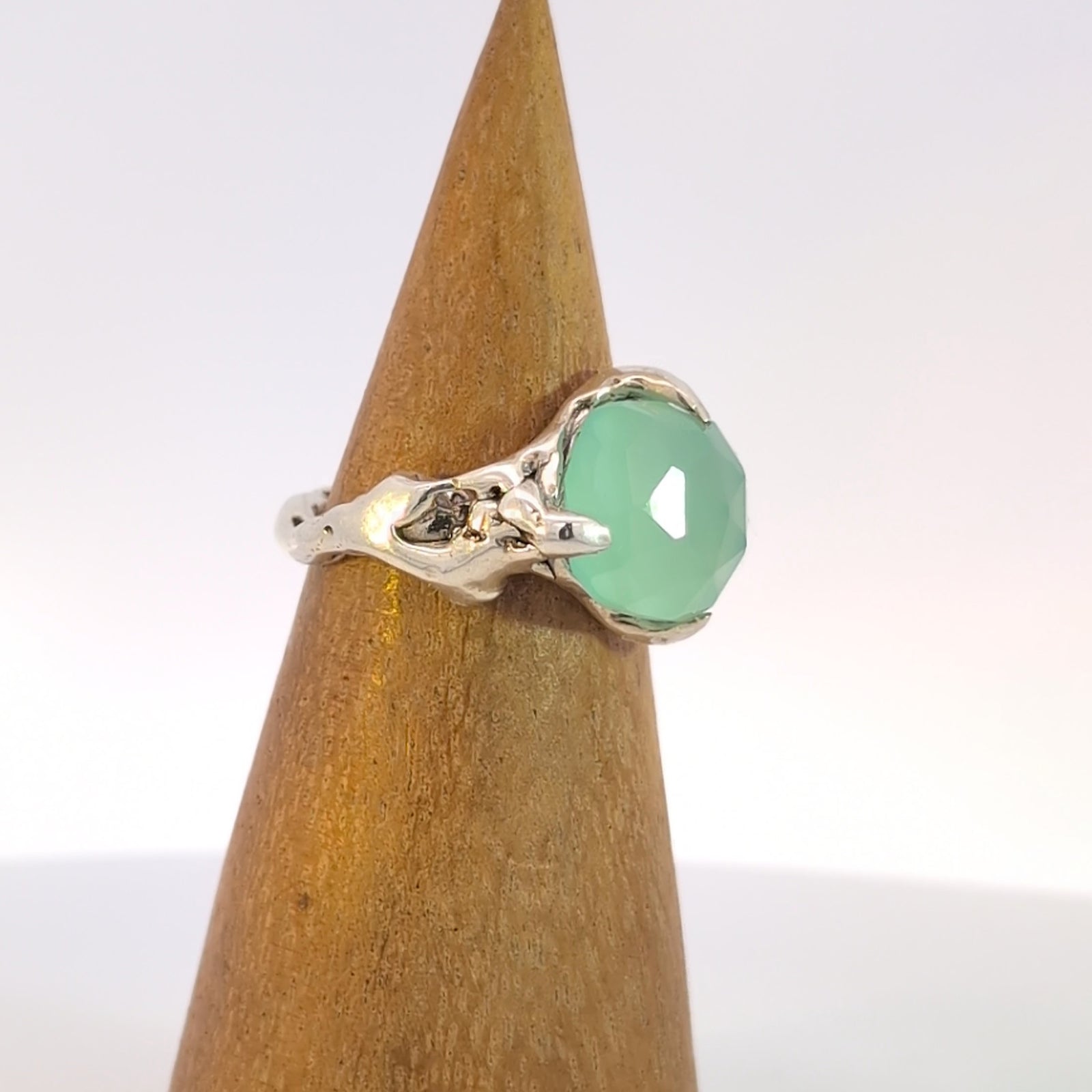 Fairytale Ring with Seafoam Chalcedony, Sterling Silver, Size 6.75