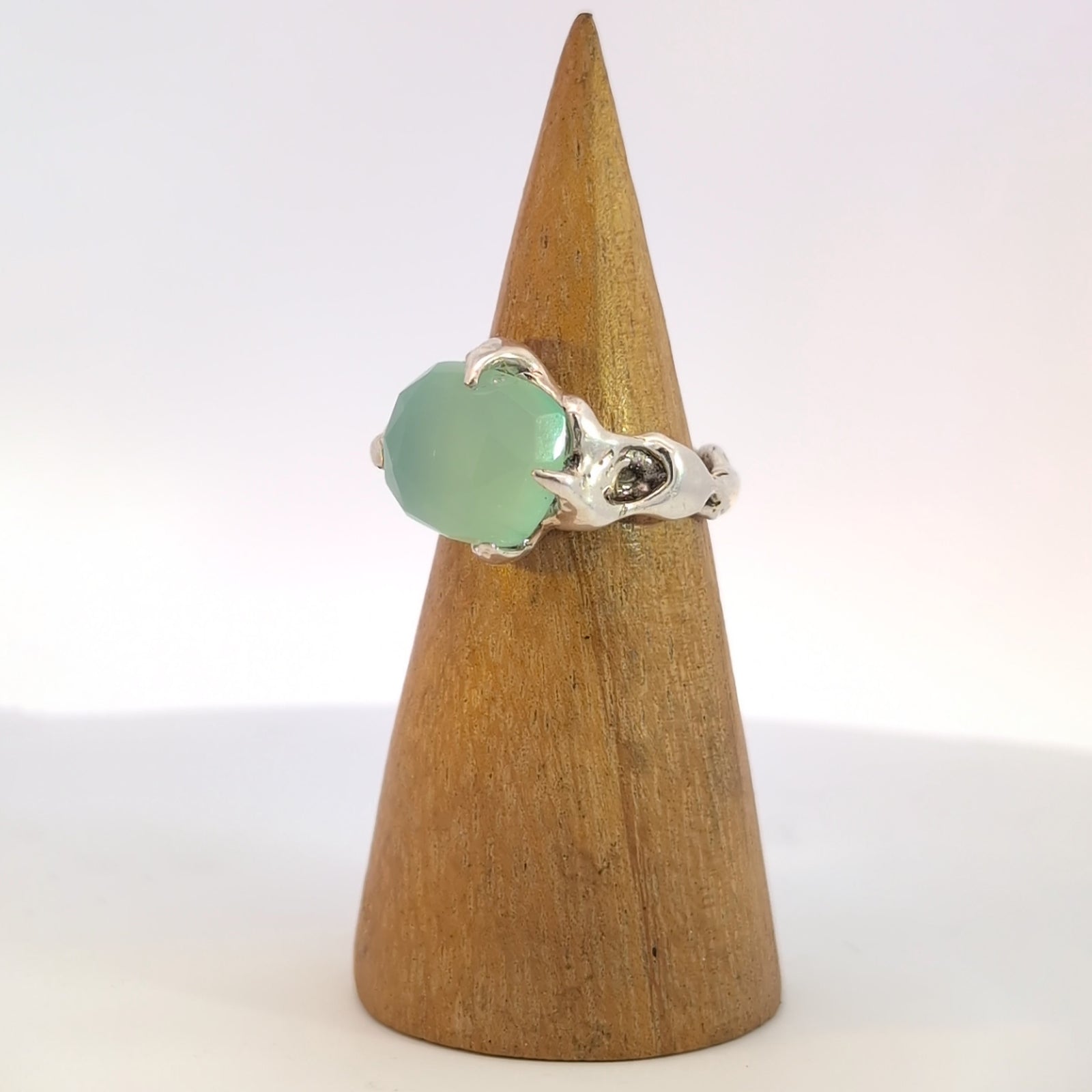 Fairytale Ring with Seafoam Chalcedony, Sterling Silver, Size 6.75