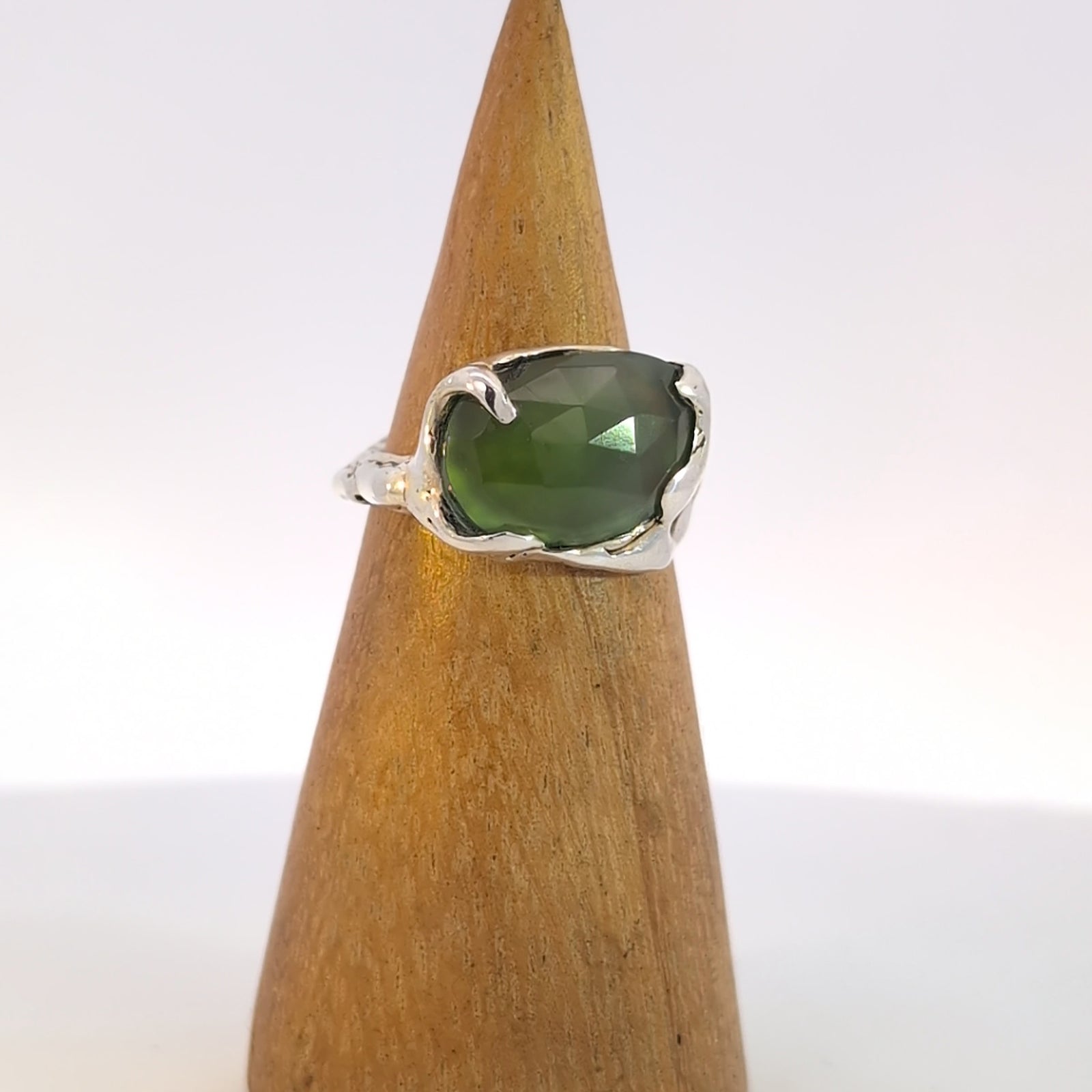 Fairytale Ring with Serpentine, Sterling Silver, Size 6.5