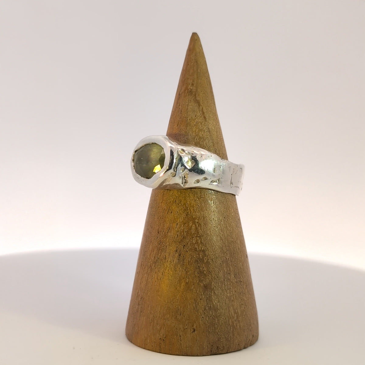 Fairytale Ring with Green Sapphire, Sterling Silver, Size 8