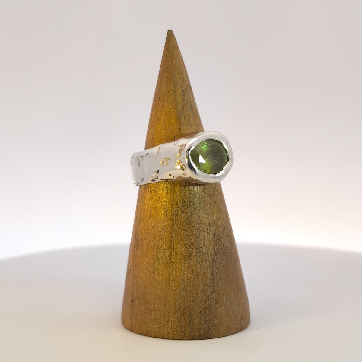 Fairytale Ring with Green Sapphire, Sterling Silver, Size 8