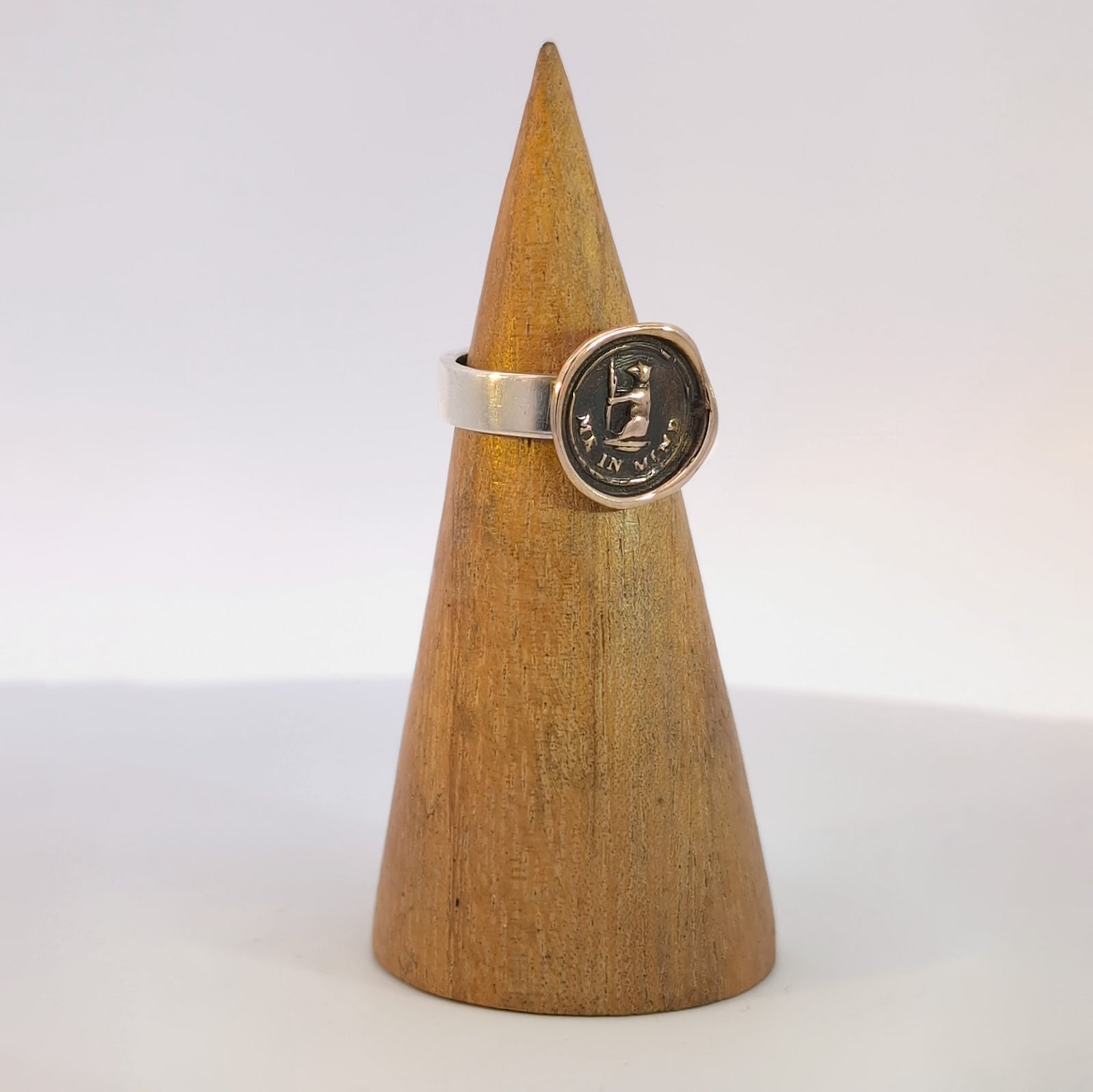 Bear Me In Mind Seal Ring, Bronze on Sterling, Size 4.5