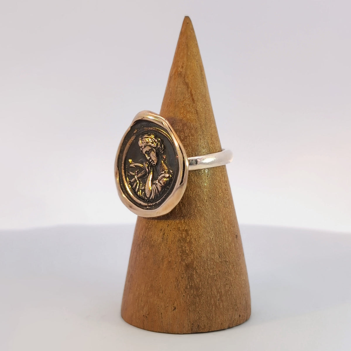 Lady of the Sea Seal Ring, Bronze on Sterling, Size 8