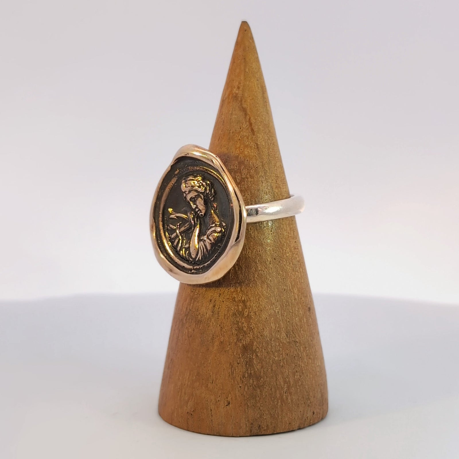 Lady of the Sea Seal Ring, Bronze on Sterling, Size 8