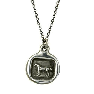 Horse Necklace Equestrian Jewelry - Horse wax seal with equestrian design - equos