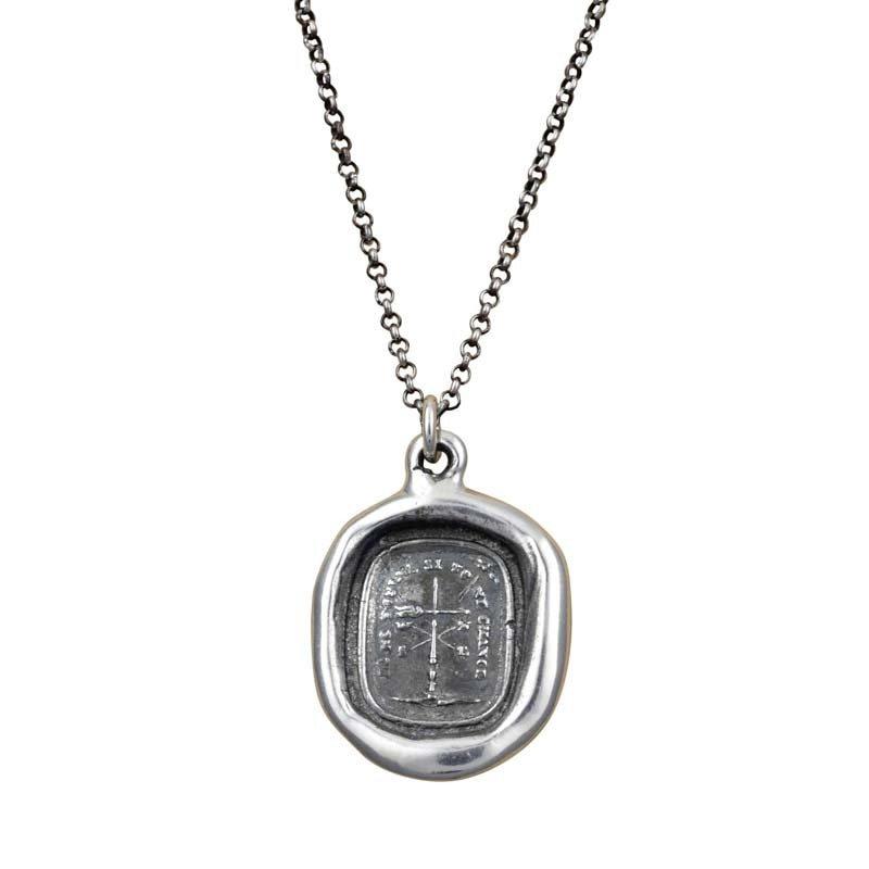 Don't Change Weathervane Wax Seal Necklace - Je Ne Tourne Si Tu Ne Changes I Turn Not, If You Change Not