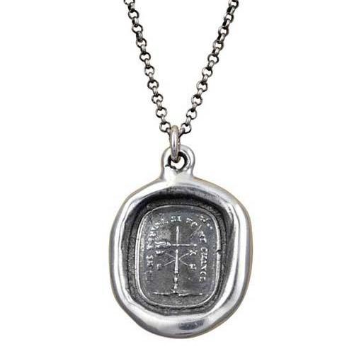 Don't Change Weathervane Wax Seal Necklace - Je Ne Tourne Si Tu Ne Changes I Turn Not, If You Change Not