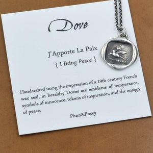 I Bring Peace - Dove pendant from antique french wax seal