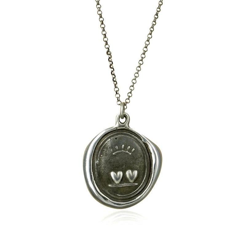 Crowned Hearts Wax Seal Pendant Necklace